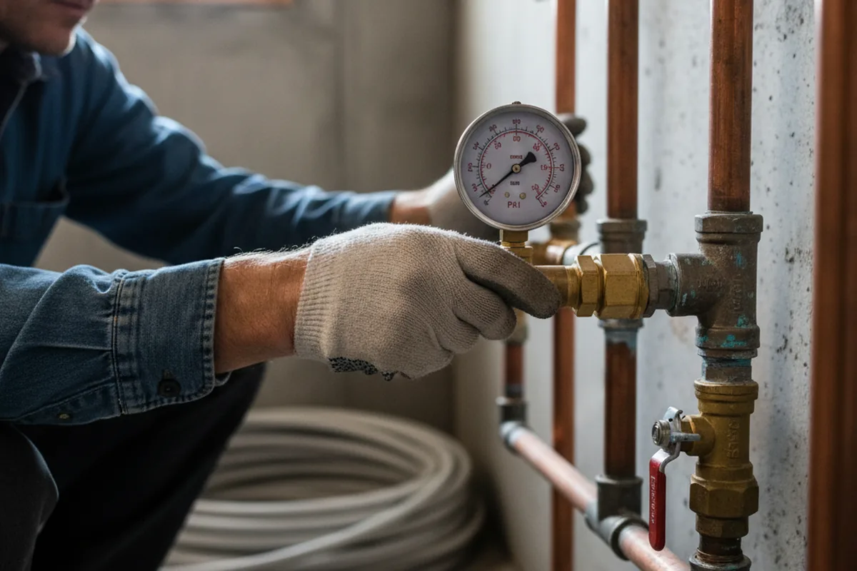 Pressure testing a repaired line during Water Line Repair in Florida